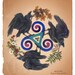 Raven Celtic Triskele Pagan Handpainted Original Bodhran Drum