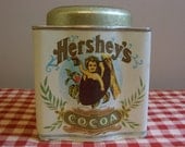 Vintage Hershey Cocoa Tin Square with Baby in Bean