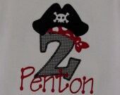 Boys, Pirate, Appliqued Pirate Hat with Number OR Letter, Birthday Shirt or Onesie, Long or Short Sleeve, YOU DESIGN