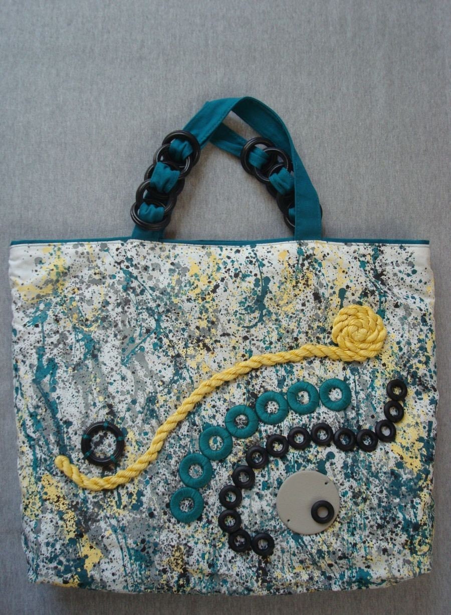 Yellow, Green and Black Handbag