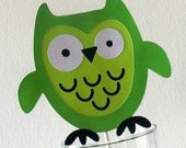 Owl Cake Topper or Party Centerpiece - (green, lime green, & black) - Owlee the Owl Collection