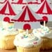 Circus / Carnival Party Cupcake Toppers - red & white - Featured on Etsy's FRONT PAGE - Big Top Party Collection