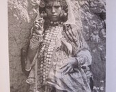 Algerian Dancing Girl Blank Card Tribal Belly Dancer Smoker