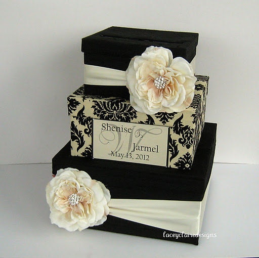 Card Box Damask Wedding Card Holder