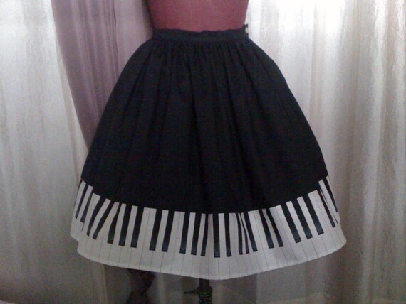 Lolita Black Piano Border Skirt
