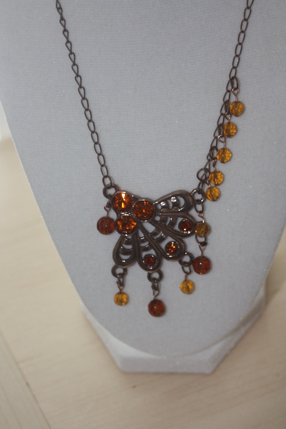 set necklace and earrings fall autumn brown bronze copper Halloween Thanksgiving