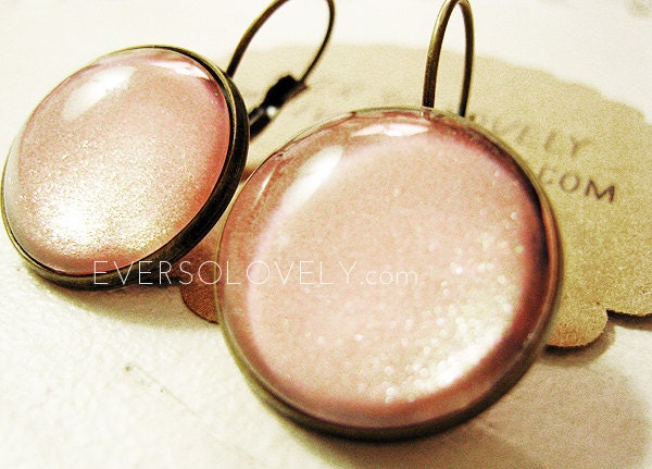 cotton candy pink earrings brass nickel free earrings - sparkly lever back dangle earrings