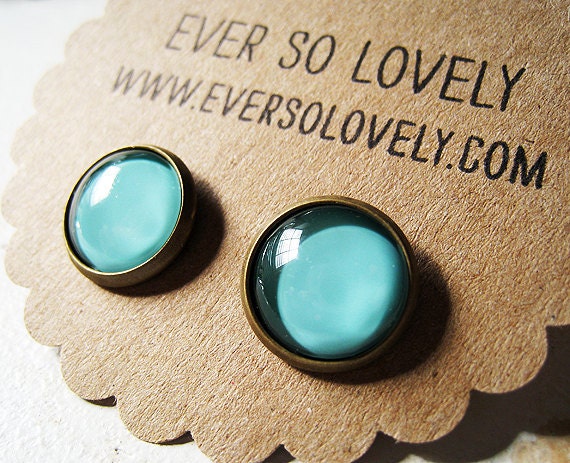 ON SALE - seafoam mint green earrings nickel free post handmade metallic earrings - summer nights and starry skies