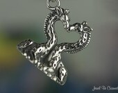 Kissing Giraffes Charm Sterling Silver Giraffe Heart Love