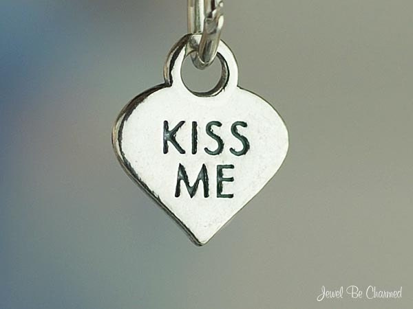 Kiss Me Candy Heart Charm Sterling Silver Small Hearts for Love Kissing
