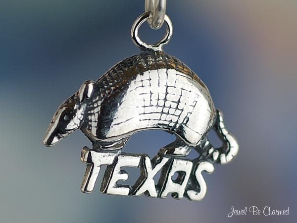 Texas Armadillo Charm Sterling Silver Texan State Animal