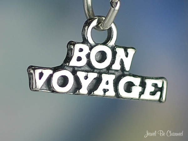 Sterling Silver Charm Bon Voyage for Boat, Cruise, Sailing Themes
