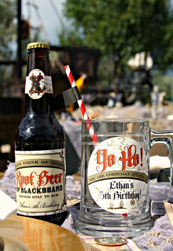 Glass Bottle Wraps . Yo Ho Ho Pirate Collection . by Loralee Lewis
