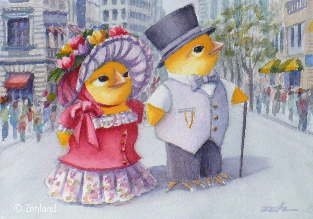 Print Baby Chicks Easter Parade Art  Ferdinand and Nina Janet Zeh