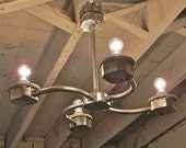 S P I N - Handcrafted Galvanized Metal Conduit 4-Light Chandelier