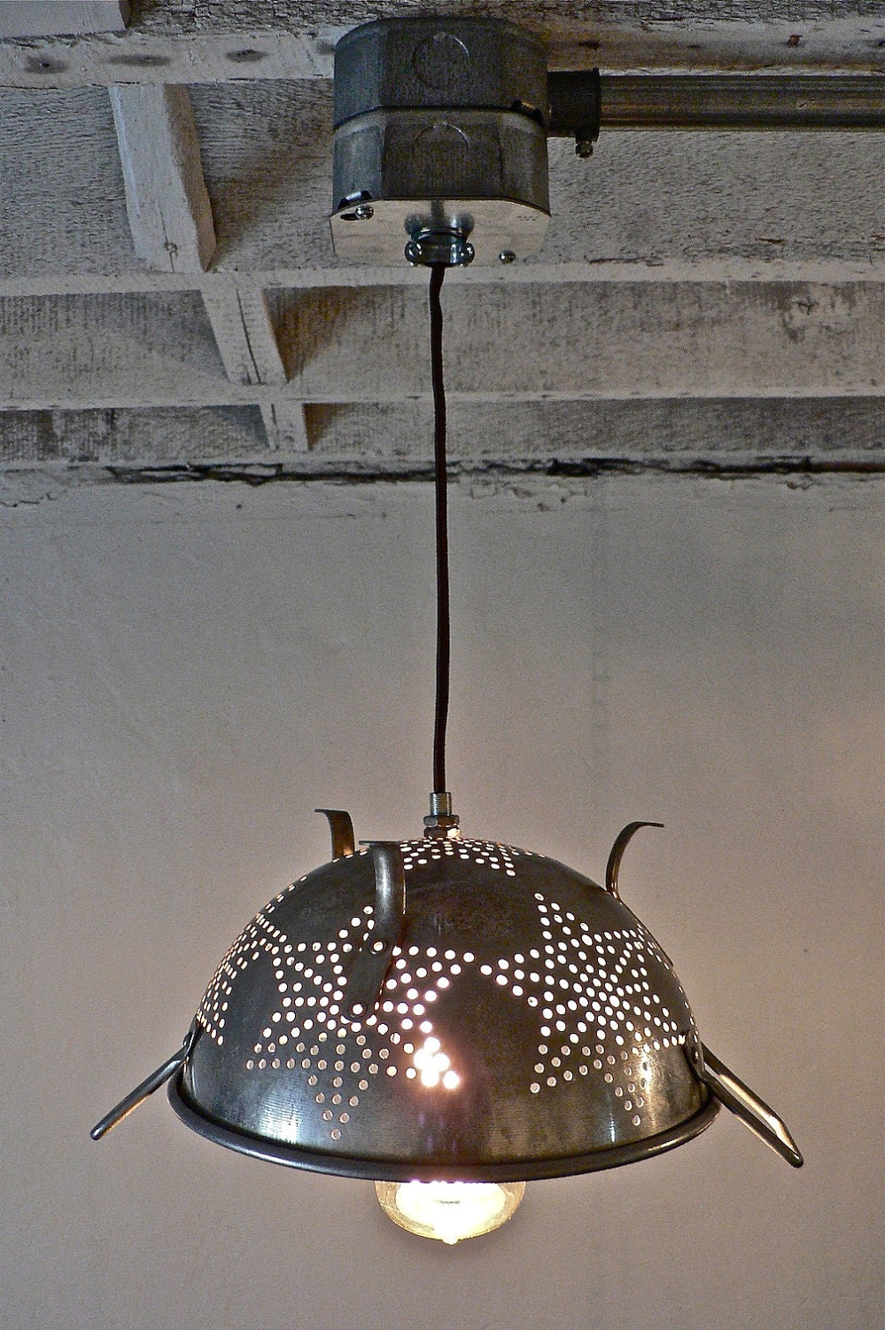 Vintage Colander Pendant Light