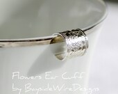 Boho Flower Garden Patterned Ear Cuff 925 Sterling Silver Handmade Gift for Her Gift for Teens