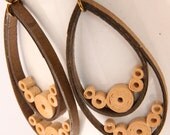Teardrop Earrings Brown Paper Quilled With Hypoallergenic Niobium Earring Hooks Eco Friendly Fashion Jewelry, Artisan Jewelry
