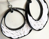Black and White Crescent Earrings with Niobium Earring Hooks Unique Handmade Paper Quilled Free Shipping Black Friday Sale Cyber Monday Etsy