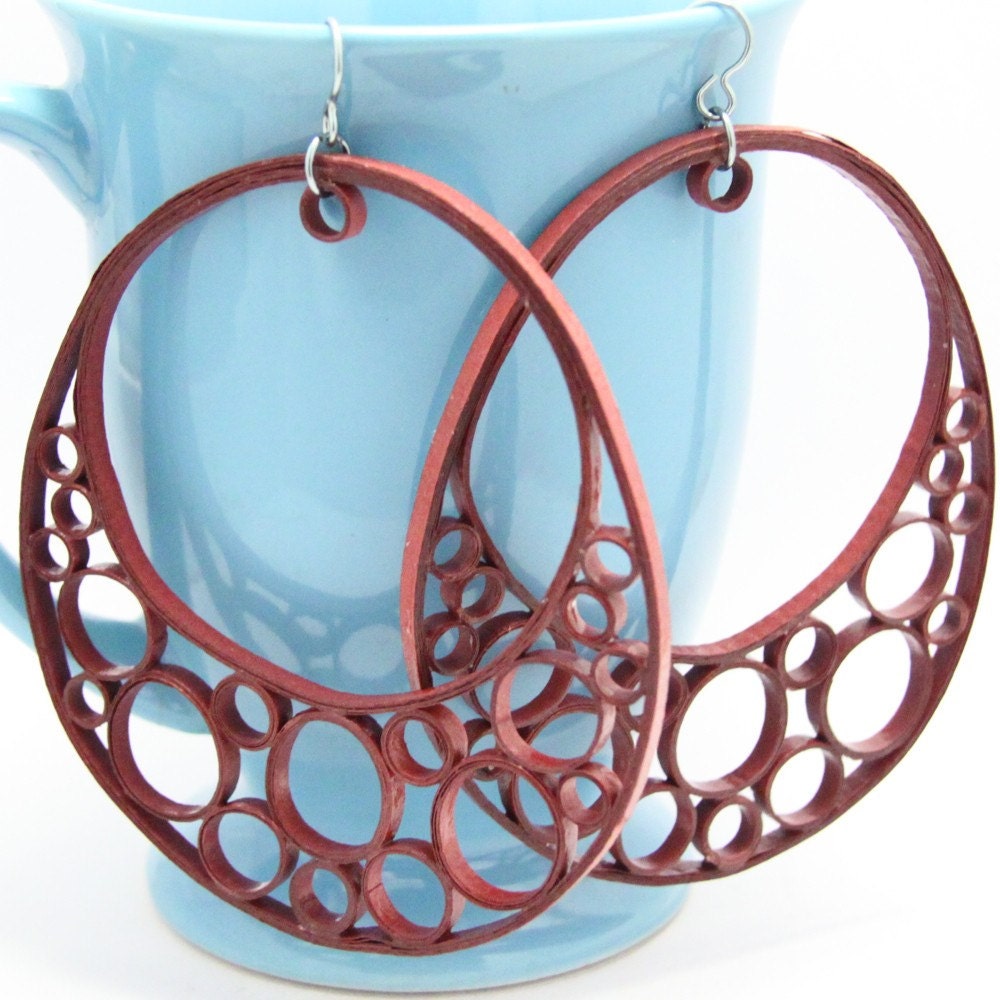Huge Earrings OOAK Crescent Hoop Statement Jewelry with Niobium Earring Hooks Eco Friendly Jewelry, Artisan Jewelry