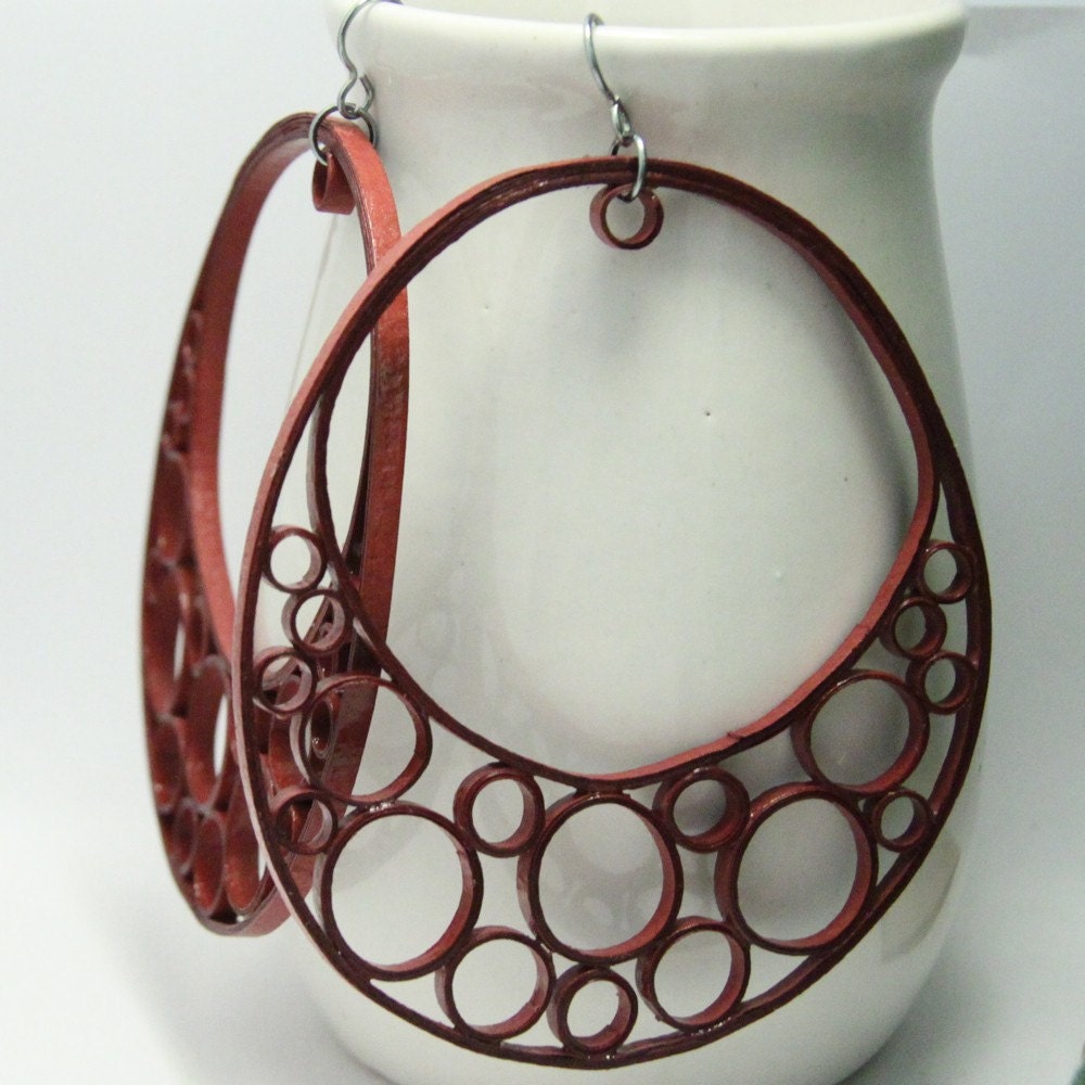 Huge Earrings OOAK Crescent Hoop Statement Jewelry with Niobium Earring Hooks Eco Friendly Jewelry, Artisan Jewelry