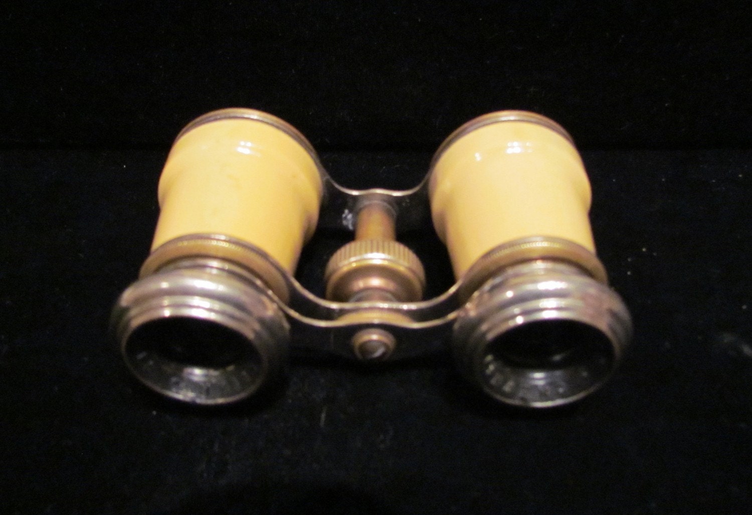 1880's Opera Glasses Chevalier Paris Antique Binoculars Theater Glasses Vintage Yellow Enamel Opera Glasses Optics Rare