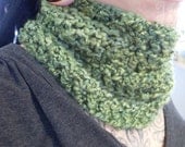 Green Crochet Cowl Circle Scarf