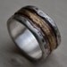 mens wedding band - rustic fine silver copper and brass - handmade artisan designed wide band ring - manly ring - customized