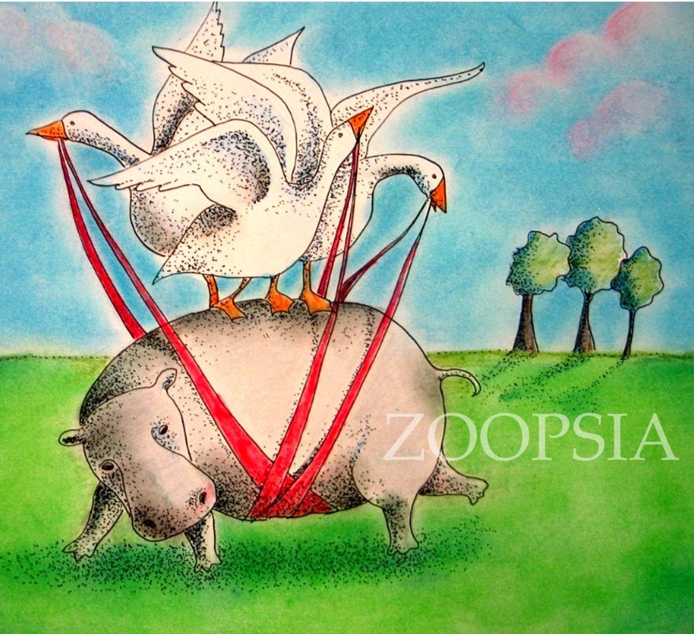 Hippo and Geese Card
