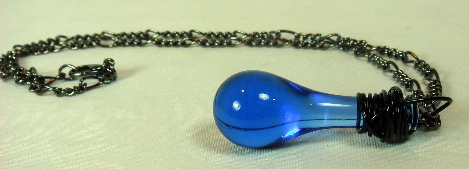 Drops Of Neptune Cobalt Blue Hand Blown Glass OOAK Necklace