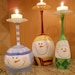 Wine Glass Snowmen Candle Holders Set of 3