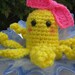 Amigurumi Crochet Lemonade Octopus In Yellow with a Pink Bow (Pink Frog 4 U ORIGINAL DESIGN)