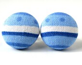 Sky blue white post earrings stud spring stripes marine  cute