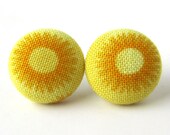 Yellow stud earrings sun sunflower spring bright tiny small