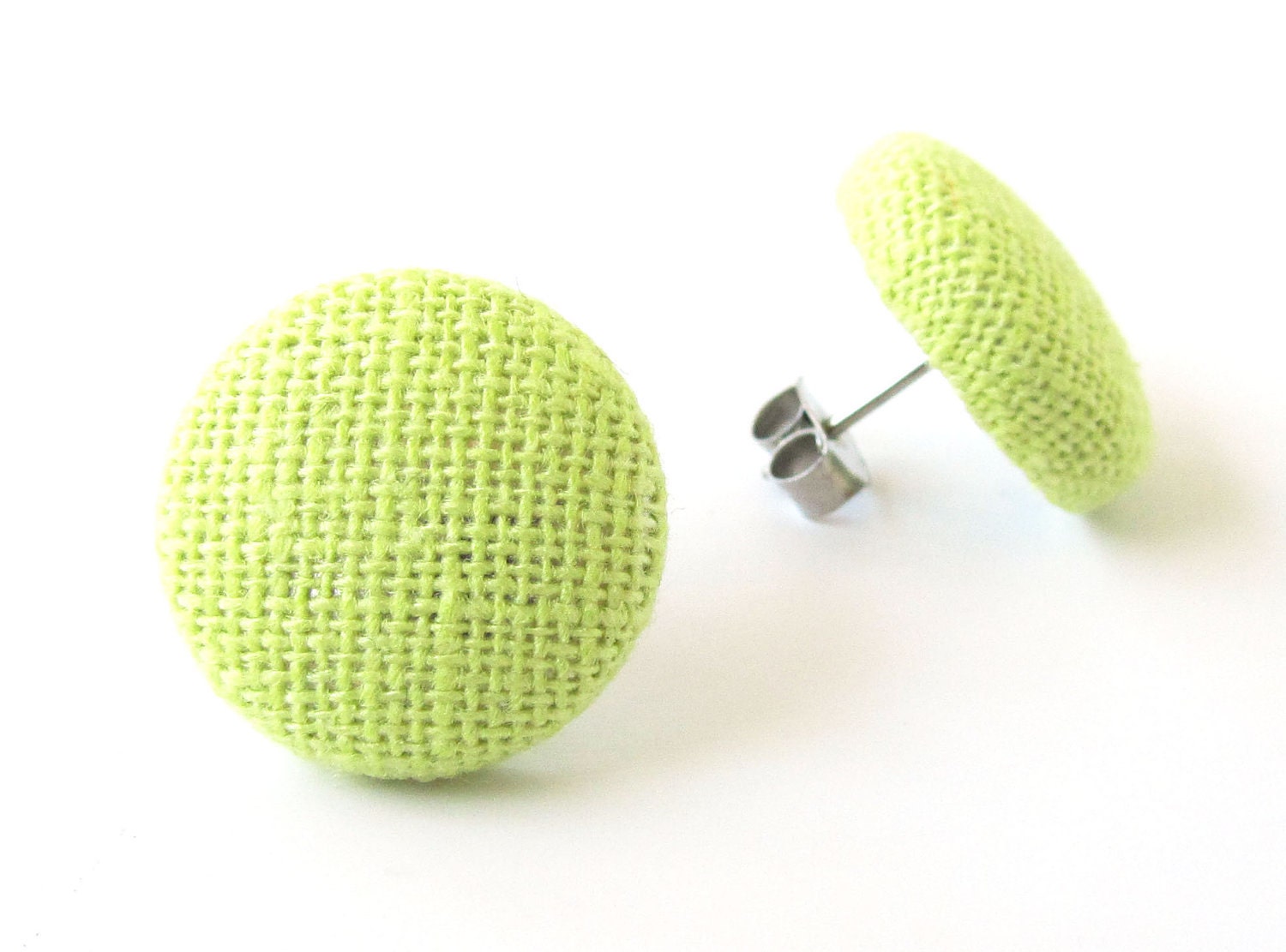 Pistachio light green stud earrings button post lime pastel summer