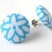Stud earrings button post light blue white flower bright sky cute