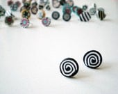 Black and white Spiral post earring-polymer clay-jelly roll- Free shipping - zdrop