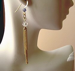 Gold Chain Earrings Swarovski Crystal