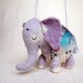 Adelina - Felt Elephant. Handmade Puppet, Art Marionette, Felted Animal, Stuffed Toy. lavender pink  blue lilac. Special order for Donna .