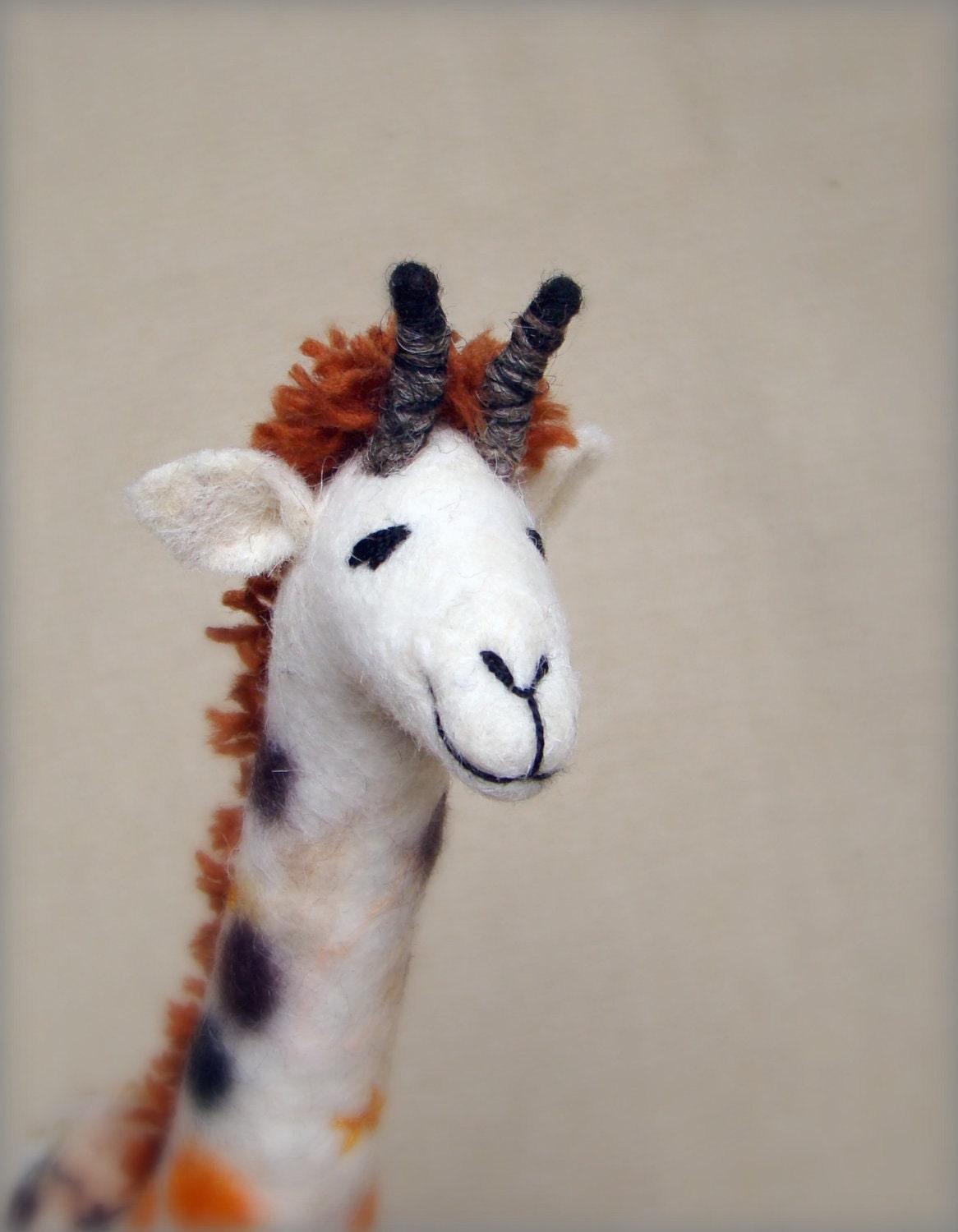 Claudia - Felt Giraffe. Art Puppet, Marionette, Stuffed Animals, Felted Toy. MADE TO ORDER