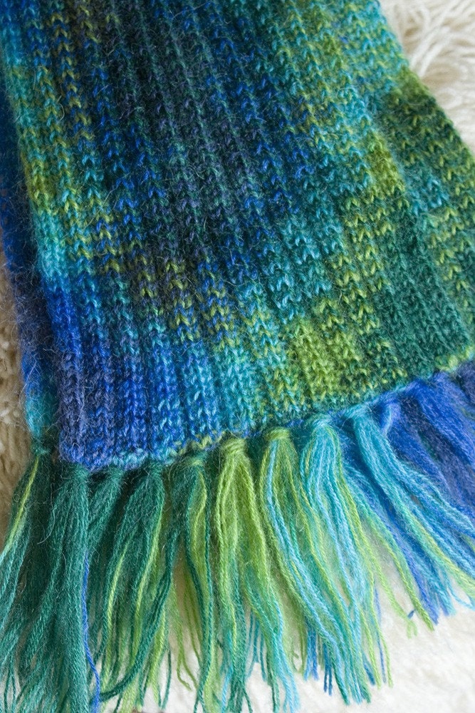 Knitted scarf - Ocean Green Blue