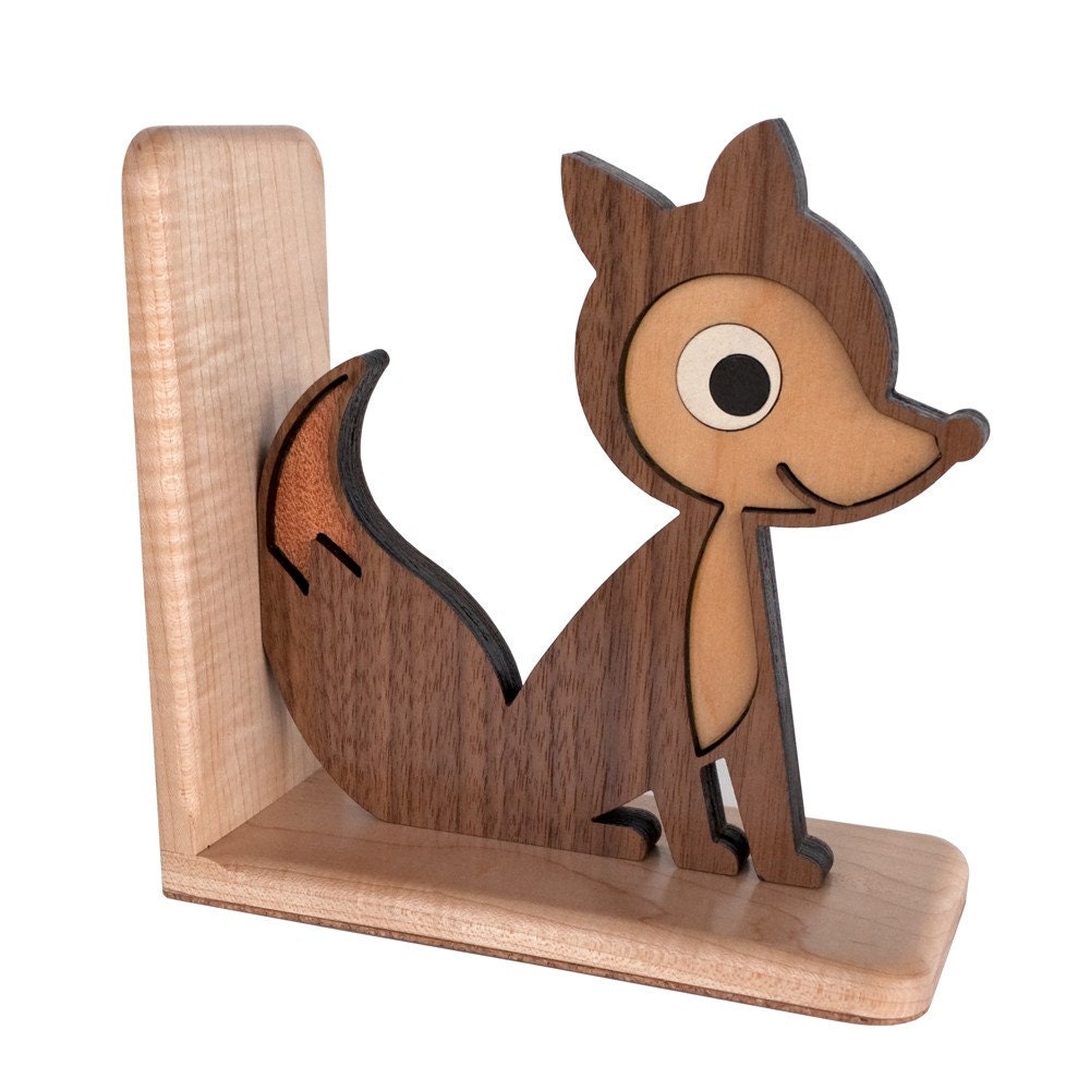 Fox Wooden Animal Bookend Heirloom: Baby Kids Children Nursery