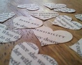 novel wedding heart confetti from Sense and Sensibility by Jane Austen - 500 heart confetti