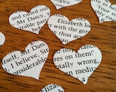 novel wedding heart confetti from Pride and Prejudice by Jane Austen - Mr. Darcy - 500 heart shaped confetti - anovelamore