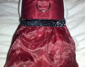 Burgundy Holiday Party Fancy Harness Dress. Perfect Item for your Cat, Dog or Ferret. All Items Are Custom Made For Your Pet.