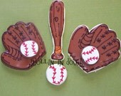 Baseball Cookies, Glove, Bat, Baseballl
