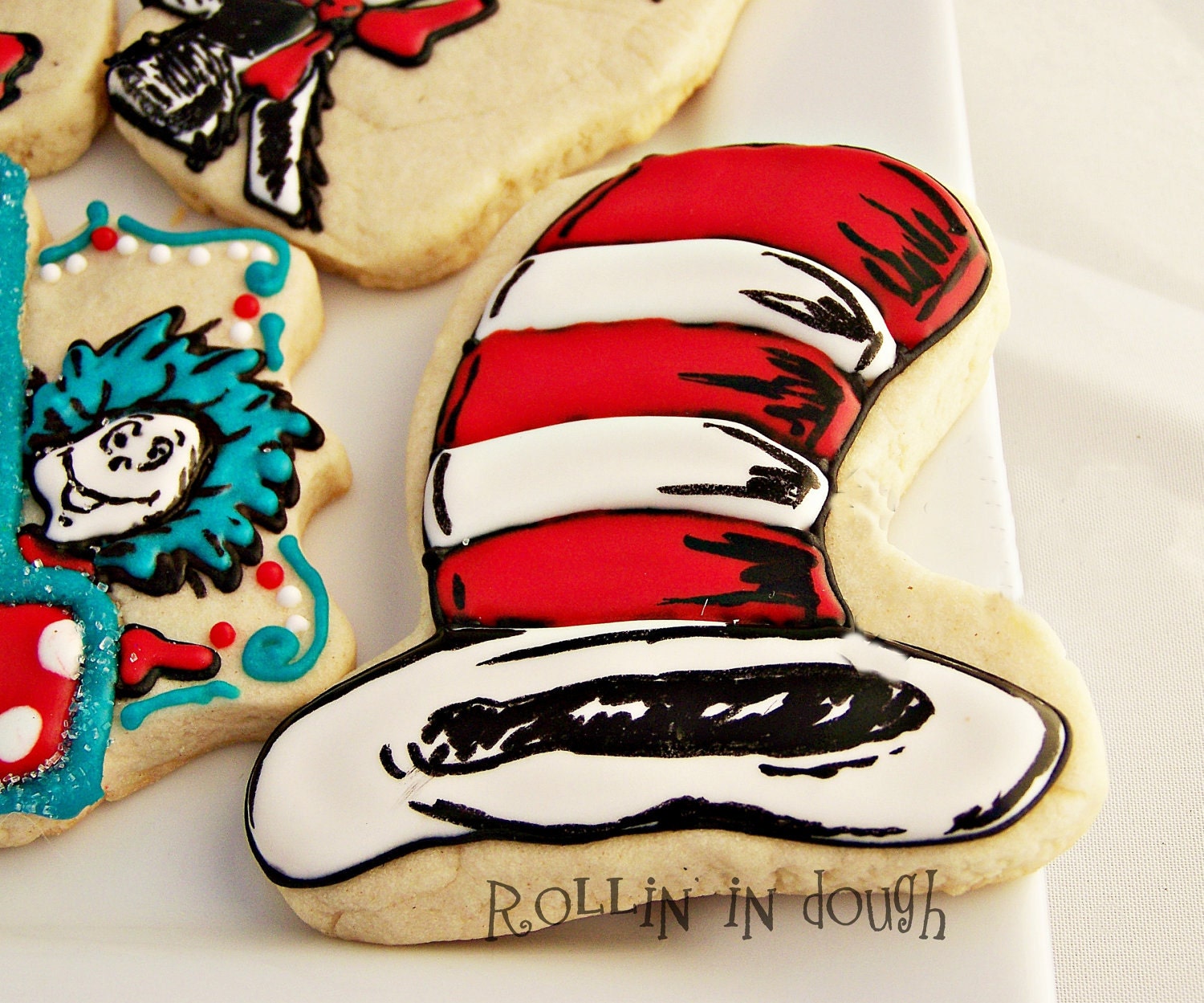 Dr. Seuss Cat in the Hat Cookies - 6 Cookie Favors