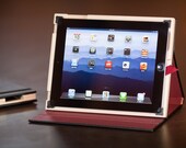 The Contega for iPad 4/3/2-onyx black cover with cranberry interior liner cloth Ships Priority 1-3 day