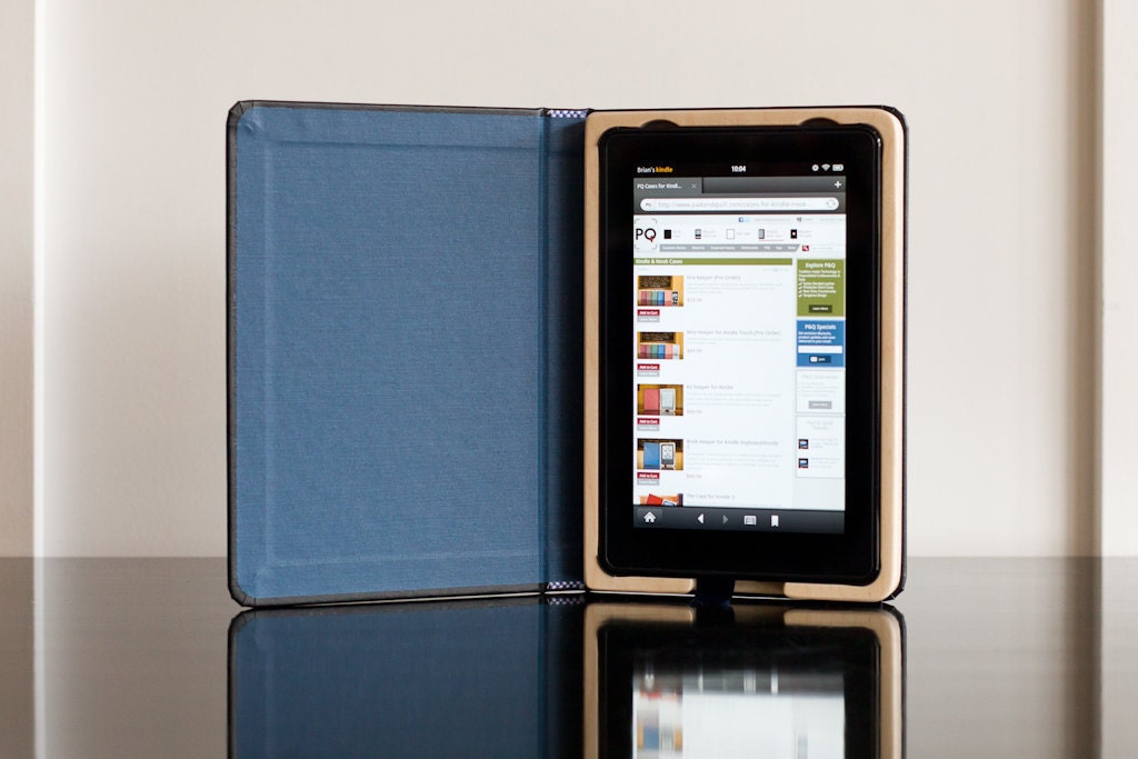 SALE  - The Fire Keeper for Kindle Fire Tablet hard case Black/Camden Blue with Pocket Ships Priority 1-3 Day