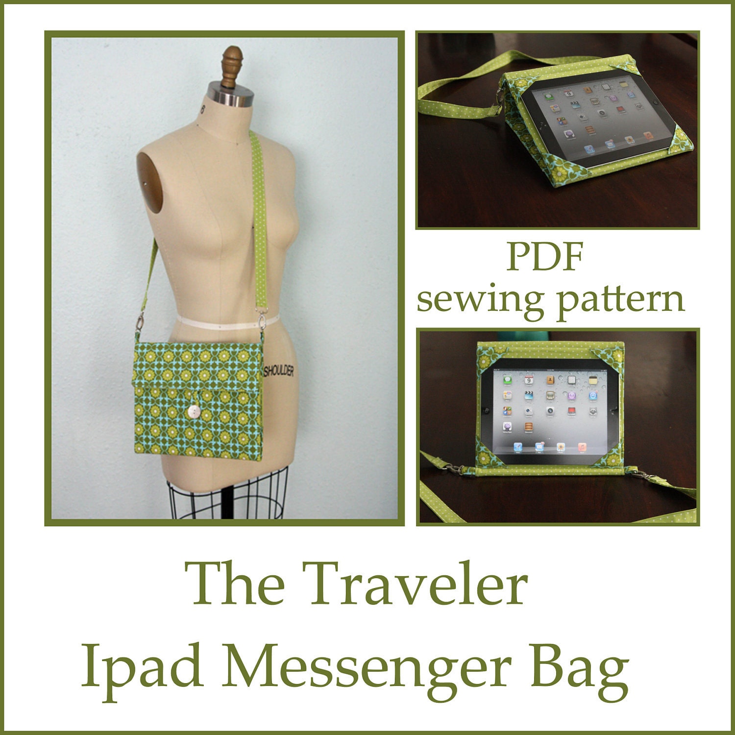 INSTANT DOWNLOAD Ipad messenger case and stand PDF sewing pattern